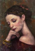 Italiaanse school (XX) - Ritratto di donna, Antiek en Kunst, Kunst | Schilderijen | Klassiek