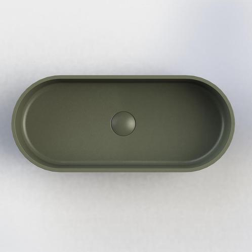 Opbouw Waskom Arcqua Case Ovaal 60x26 cm Mat Groen, Huis en Inrichting, Badkamer | Badkamermeubels, 25 tot 50 cm, Overige typen