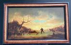 19 th Dutch school - Dutch winter landscape at the sunset, Antiek en Kunst, Kunst | Schilderijen | Klassiek