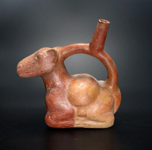 Pre-Columbiaans. Moche Zeldzaam dubbelkamervat Met Spaanse, Verzamelen, Mineralen en Fossielen