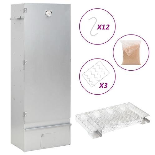 vidaXL BBQ-rookoven met koude rookgenerator gegalvaniseerd, Tuin en Terras, Houtskoolbarbecues, Nieuw, Verzenden