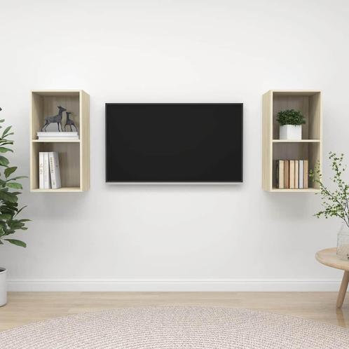 vidaXL Tv-wandmeubelen 2 st spaanplaat sonoma eikenkleurig, Huis en Inrichting, Kasten | Televisiemeubels, 25 tot 50 cm, Nieuw