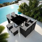 Wicker zitgroep Bilbao 4+4+1 met beschermhoes - zwart / grij, Tuin en Terras, Verzenden, Nieuw