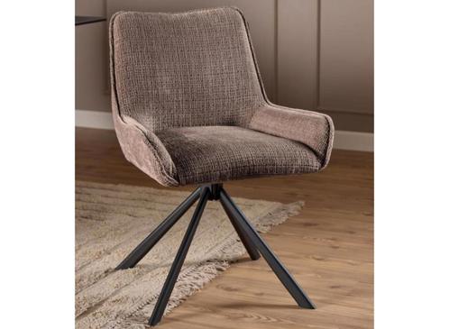 Outlet prijs: Eetkamerstoel Eddie - Stof Bruin, Huis en Inrichting, Stoelen, Verzenden