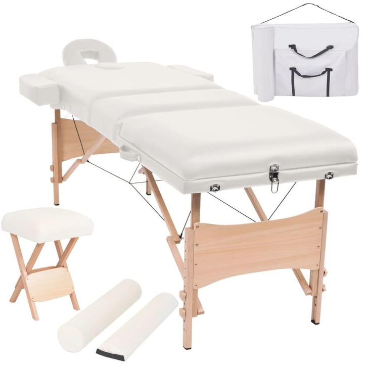 vidaXL Massagetafel- en krukset inklapbaar 3 zones 10 cm dik, Sport en Fitness, Massageproducten, Nieuw, Verzenden