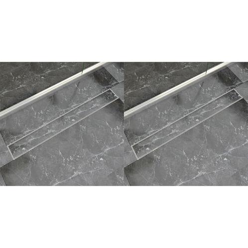 vidaXL Doucheafvoer 2 st rechthoekig 930x140 mm roestvrij, Doe-het-zelf en Verbouw, Sanitair, Nieuw, Verzenden