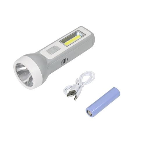 Hofftech Oplaadbare zaklamp - LED en COB - 1 watt - grijs..., Caravans en Kamperen, Kampeeraccessoires, Nieuw, Ophalen of Verzenden
