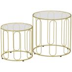 2-delige Set Glazen Tafels, Inschuifbaar, Glasplaten, Metale, Huis en Inrichting, Verzenden, Nieuw