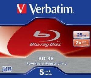 Verbatim BD-RE 25 GB 2x Speed In Jewelcase 5 Stuks, Computers en Software, Beschrijfbare discs, Nieuw, Verzenden