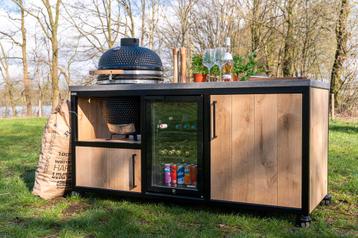 buitenkeuken staal eiken kamado Green egg the bastard Luxe beschikbaar voor biedingen