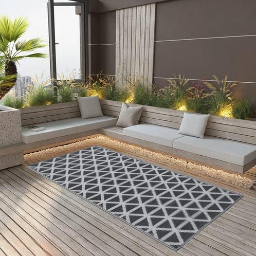 vidaXL Buitenkleed ARAKIL 120x180 cm PP zwart, Huis en Inrichting, Stoffering | Tapijten en Kleden, Zwart, Nieuw, Verzenden