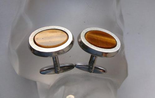 Zilver, Kattenoog - Manchetknopen - Art Deco-stijl, Antiek en Kunst, Kunst | Designobjecten