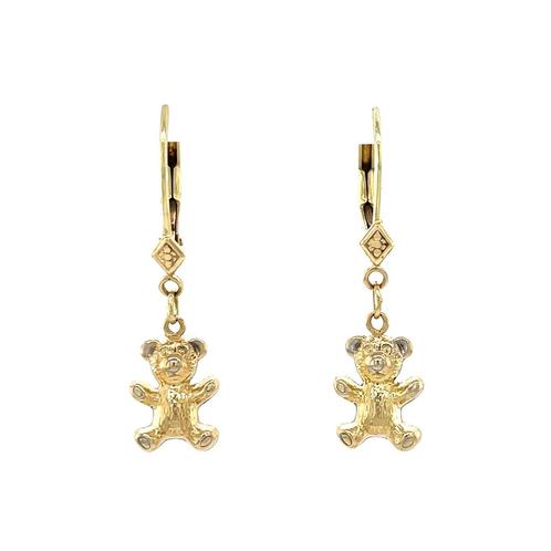 Gouden vintage oorhangers met beer 14 krt, Sieraden, Tassen en Uiterlijk, Oorbellen, Nieuw, Ophalen of Verzenden
