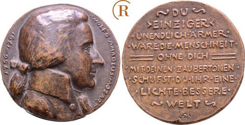 Große schwere brons medaille o J Mozart:, Postzegels en Munten, Penningen en Medailles, Verzenden