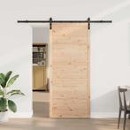 vidaXL Schuifdeur Bruin 90 x 208 cm Massief grenenhout, Doe-het-zelf en Verbouw, Deuren en Horren, Verzenden, Nieuw