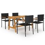 vidaXL 5-delige Tuinset zwart, 5 zitplaatsen, Nieuw, Tuinset, Verzenden