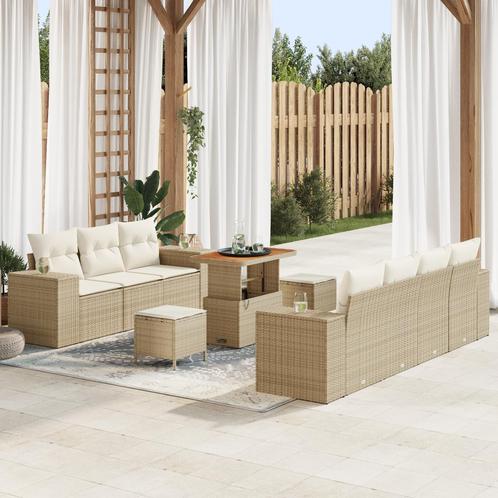 vidaXL 10 delige Tuinbankenset met kussens poly rattan, Tuin en Terras, Tuinsets en Loungesets, Nieuw, Rotan, Verzenden