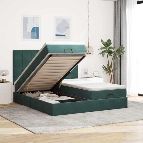 vidaXL Ottoman bed met matrassen 200x200cm fluweel, Huis en Inrichting, Slaapkamer | Bedden, Overige maten, 200 cm, Groen, Tweepersoons
