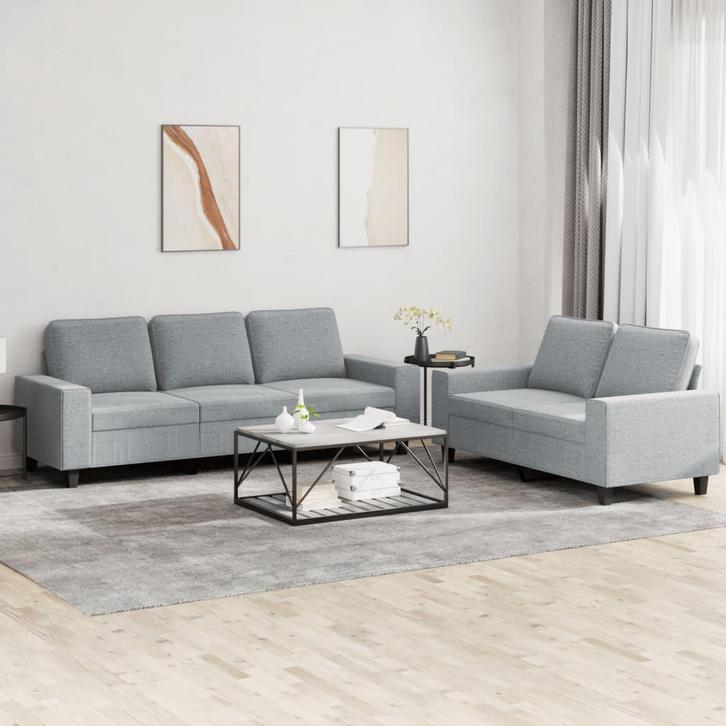 vidaXL 2-delige Loungeset stof lichtgrijs, Huis en Inrichting, Banken | Bankstellen, Nieuw, Stof, Vierpersoons of meer, Verzenden