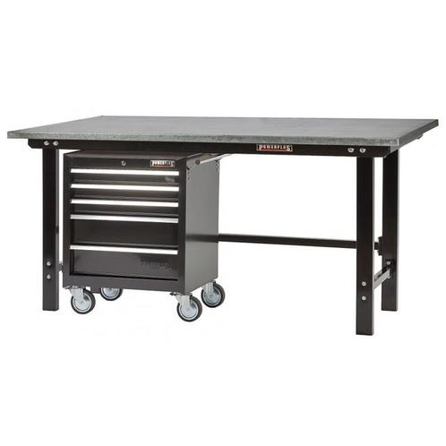 Werkbank zwart 200 cm met zinken werkblad en, Doe-het-zelf en Verbouw, Werkbanken, Ophalen of Verzenden