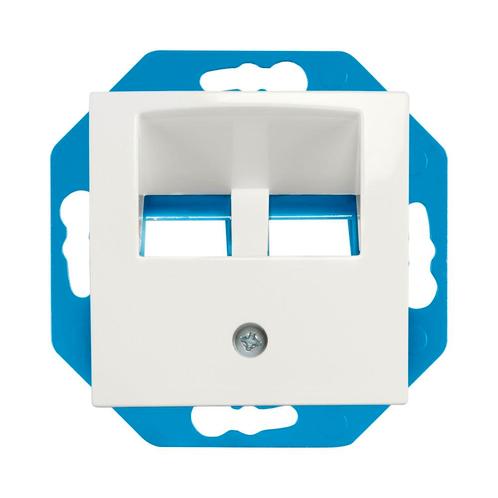 Modular Jack 30° 2-voudig met Centraalplaat E1 | Alpin wit, Doe-het-zelf en Verbouw, Elektra en Kabels, Nieuw, Ophalen of Verzenden