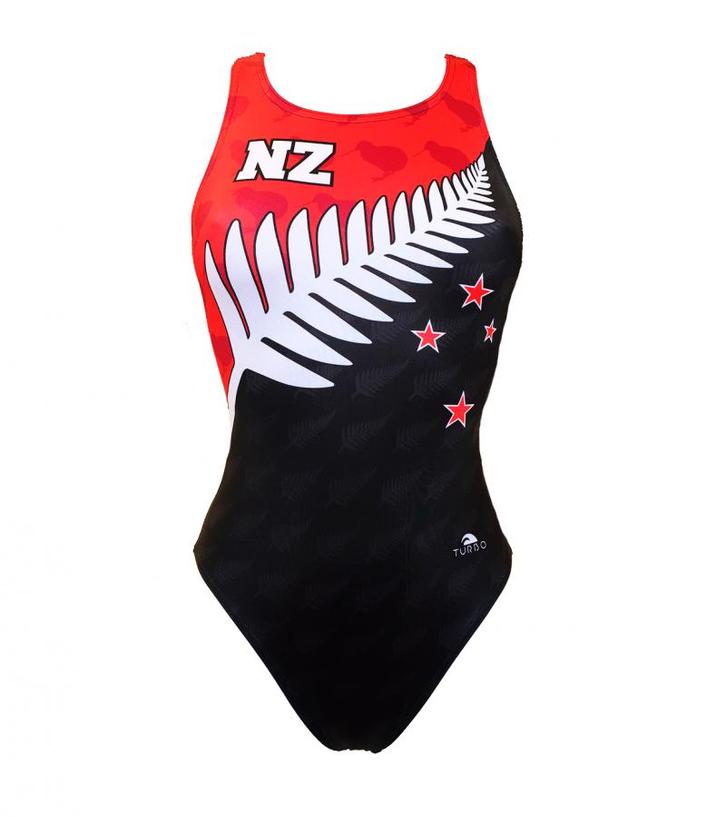 Magazijn opruiming Turbo (SIZE L) Sportbadpak NZ Flag, Kleding | Dames, Badmode en Zwemkleding, Nieuw, Verzenden