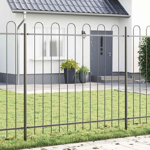 vidaXL Tuin Hek Grijs 1.7 x 1.5 m Poedergecoat staal, Tuin en Terras, Schuttingen, Nieuw, IJzer, Verzenden