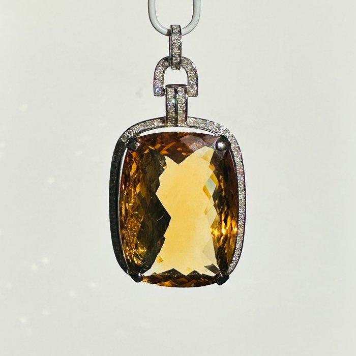 Hanger - 18 karaat Witgoud - 23.76ct. tw. Citrien - Diamant, Sieraden, Tassen en Uiterlijk, Antieke sieraden