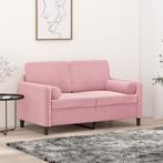 vidaXL Tweezitsbank met sierkussens 120 cm fluweel roze, Verzenden, Minder dan 150 cm, Stof, Nieuw
