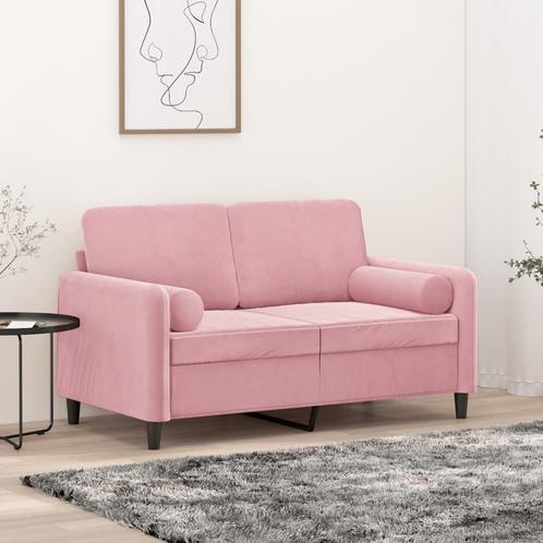 vidaXL Tweezitsbank met sierkussens 120 cm fluweel roze, Huis en Inrichting, Banken | Bankstellen, Nieuw, Minder dan 150 cm, Stof