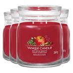 4x Yankee Candle Geurkaars Medium Jar Red Apple Wreath 368 g, Nieuw, Verzenden