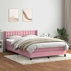 vidaXL Boxspring met matras fluweel roze 160x220 cm, Verzenden, Nieuw, Stof