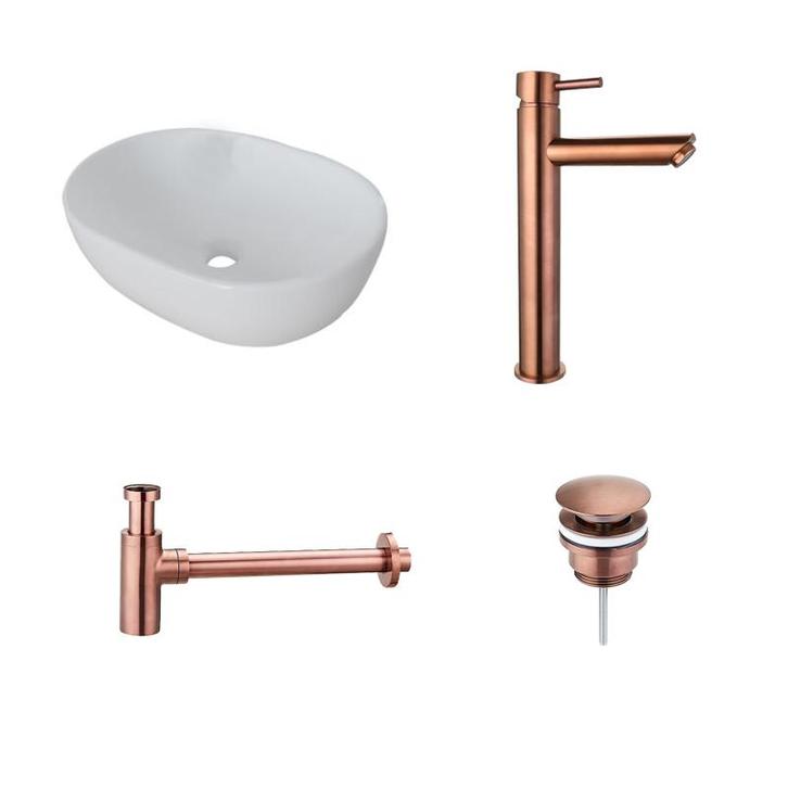 Sani Royal Keramische Waskomset Milo Brons, Doe-het-zelf en Verbouw, Sanitair