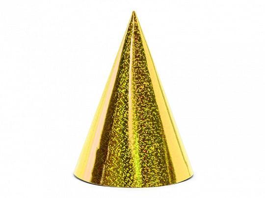 Holografische Feesthoedjes Goud - 6 Stuks, Kleding | Dames, Carnavalskleding en Feestkleding, Nieuw, Ophalen of Verzenden