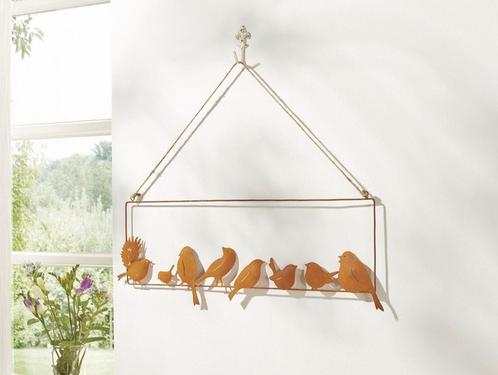 Decoratie hanger vogel vrienden metaal 55x19 cm, Tuin en Terras, Tuinwanddecoratie, Verzenden