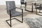 Design sledestoel OXFORD vintage grijs met armleuning, Huis en Inrichting, Stoelen, Ophalen of Verzenden, Nieuw