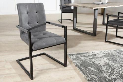 Design sledestoel OXFORD vintage grijs met armleuning, Huis en Inrichting, Stoelen, Ophalen of Verzenden