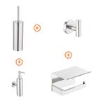 Toilet accessoires set Chroom exclusief met zeepdispenser, Verzenden, Nieuw