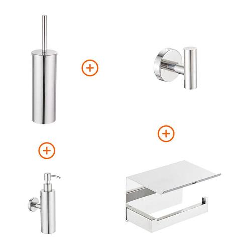 Toilet accessoires set Chroom exclusief met zeepdispenser, Doe-het-zelf en Verbouw, Sanitair, Verzenden