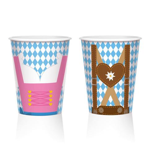Oktoberfest Bekers Lederhose Dirndl 250ml 8st, Hobby en Vrije tijd, Feestartikelen, Nieuw, Verzenden