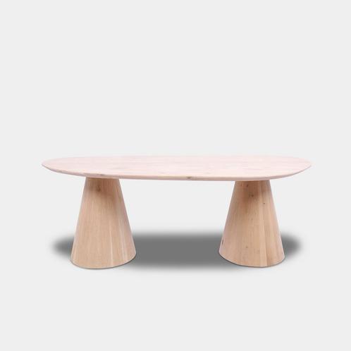 Tafel organisch eikenhout - Set Kegelpoot - Onbehandeld, Huis en Inrichting, Tafels | Eettafels