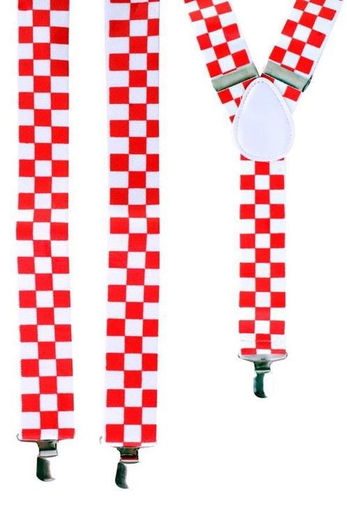 Bretel brabant rood/wit geblokt, Kleding | Dames, Carnavalskleding en Feestkleding, Nieuw, Ophalen of Verzenden