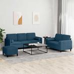 vidaXL 3-delige Loungeset met kussens fluweel blauw, Verzenden, Nieuw, Vierpersoons of meer, Stof