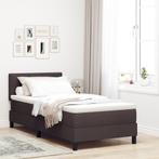 vidaXL Boxspringbed met Matras & LED Donkerbruin 80x200 cm, Eenpersoons, Bruin, Verzenden, Nieuw