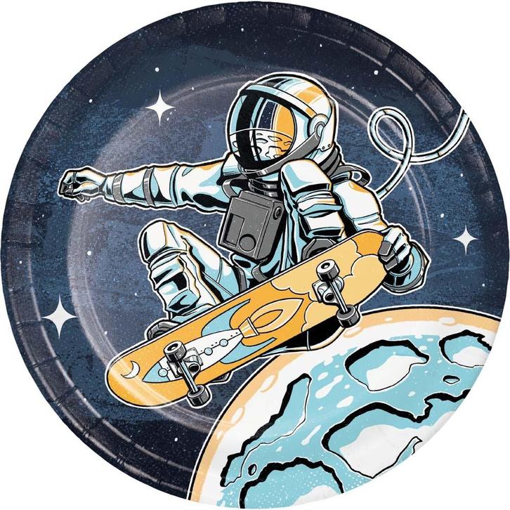 Space Party Borden 18cm 8st, Hobby en Vrije tijd, Feestartikelen, Nieuw, Verzenden