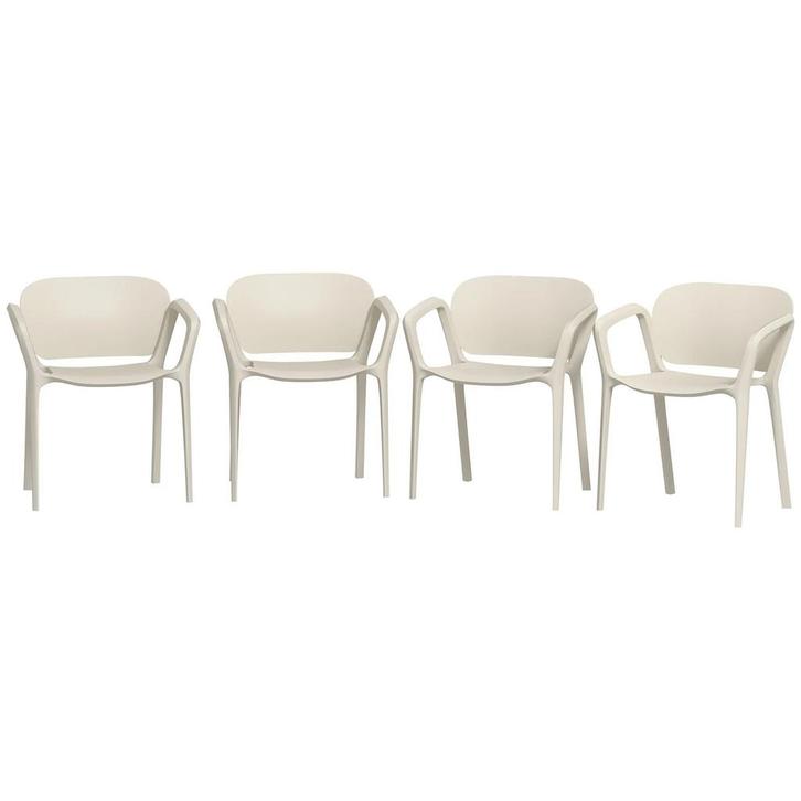 TRUUSK 4-delige Set Kunststof Tuinstoelen - Stapelbaar en We, Tuin en Terras, Tuintafels, Nieuw, Verzenden