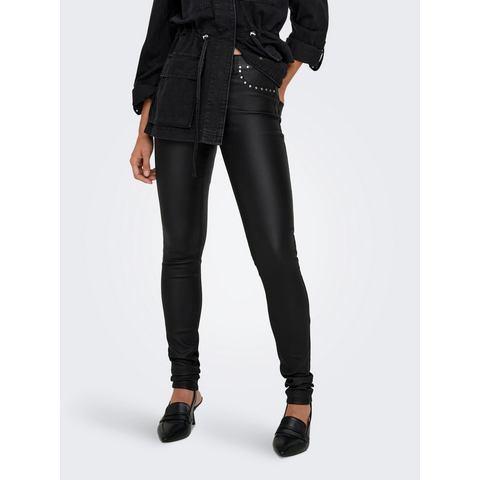 Only Imitatieleren broek ONLBLUSH-ROCK LIFE MW STUD, Kleding | Dames, Broeken en Pantalons, Nieuw, Verzenden
