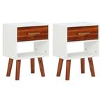 vidaXL Nachtkastjes 2 st 40x30x57 cm massief acaciahout, Minder dan 45 cm, Verzenden, Nieuw, 55 tot 70 cm