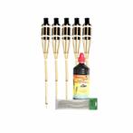 5x Bamboe fakkel met lont 60 cm en olie 1 L pakket - Tuinf..