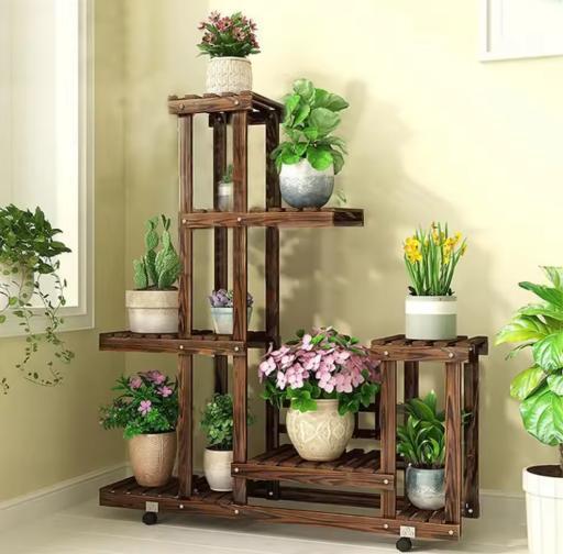 Premium Houten Plantenstandaard Verticaal 6 Lagen Binnen, Tuin en Terras, Bloembakken en Plantenbakken, Nieuw, Verzenden